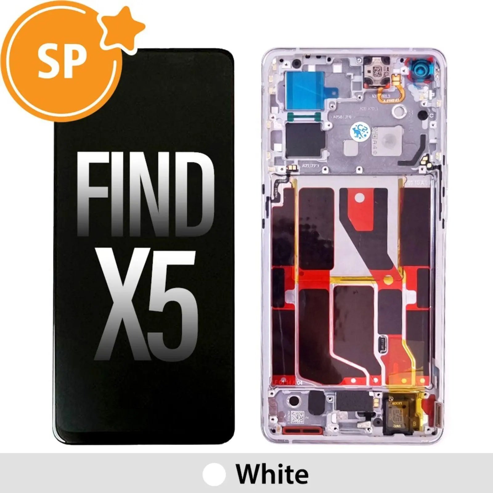 (Service Pack) LCD Screen Repair for OPPO Find X5 4130016 with Frame - White - MyMobile