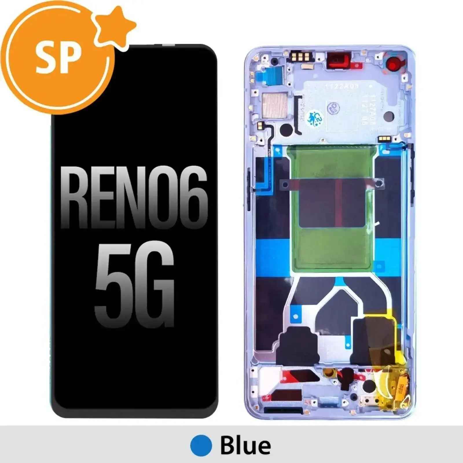 (Service Pack) LCD Screen Repair for OPPO Reno6 5G 4907750 with Frame -Blue