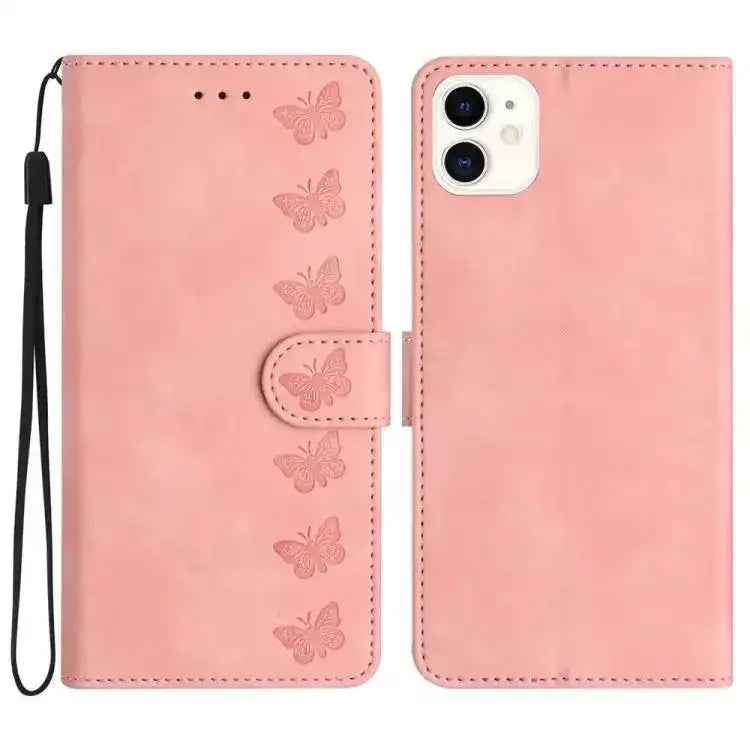 Seven Butterflies Embossed Leather Phone Case