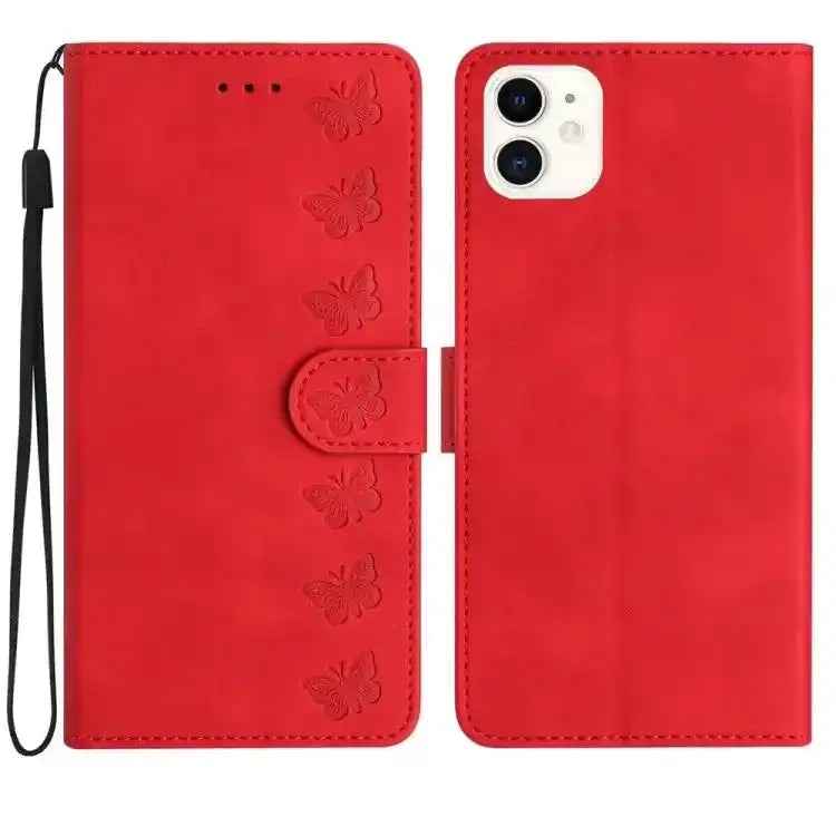 Seven Butterflies Embossed Leather Phone Case