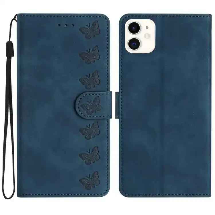 Seven Butterflies Embossed Leather Phone Case