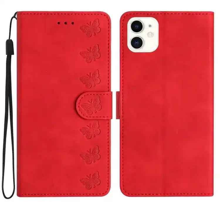 Seven Butterflies Embossed Leather Phone Case