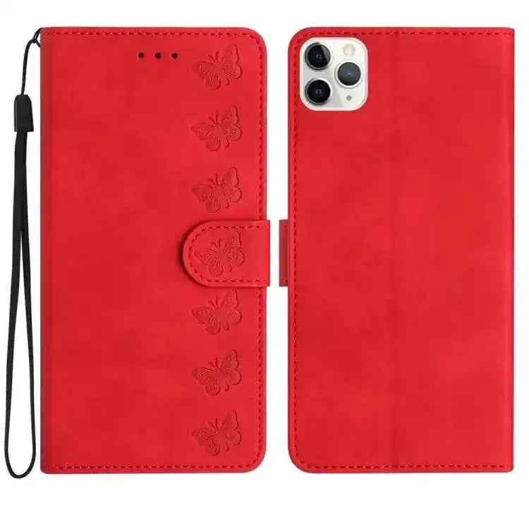 Seven Butterflies Embossed Leather Phone Case