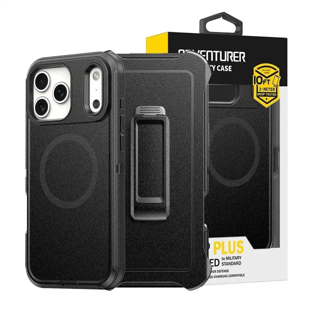 Shockproof Robot Armor Hard Plastic Belt Clip Case Cover With Magnetic Ring for iPhone 17 Pro Max Shockproof