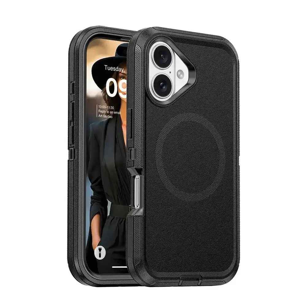 Shockproof Robot Armor Hard Plastic Belt Clip Case Cover With Magnetic Ring for iPhone 17