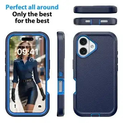Shockproof Robot Armor Hard Plastic Case with Belt Clip for iPhone 16 Shockproof