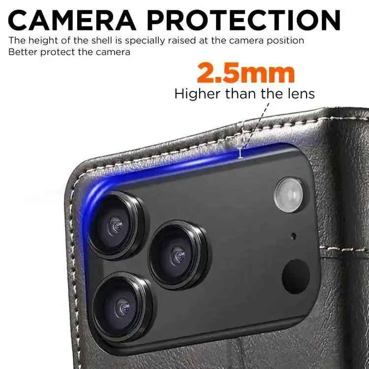 Suteni Baroque Calf Texture Buckle Wallet Leather Phone Case