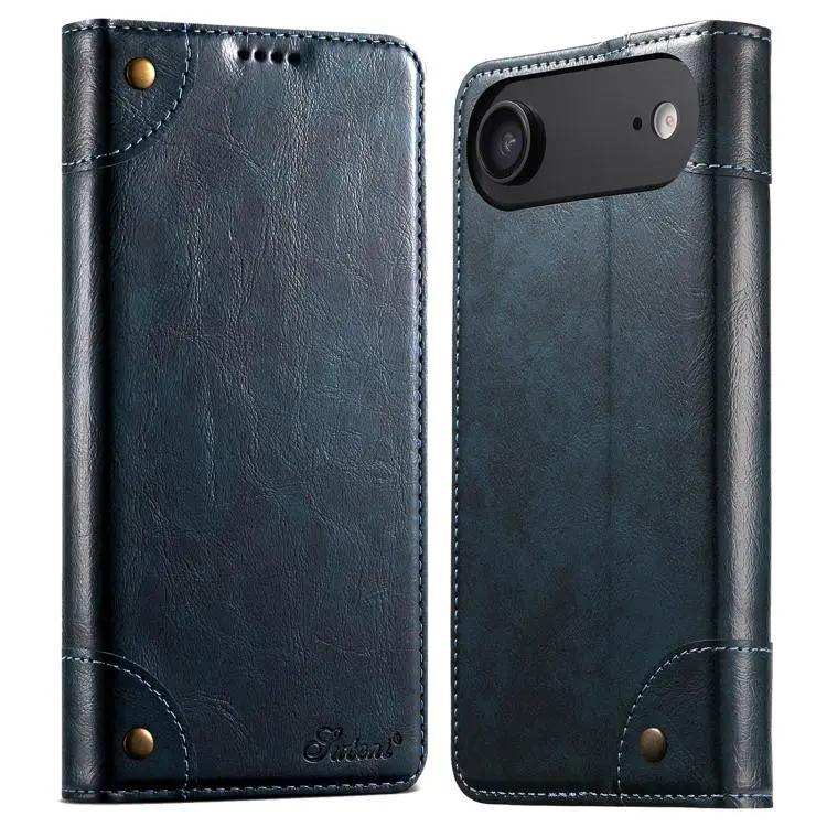 Suteni Baroque Calf Texture Buckle Wallet Leather Phone Case Suteni