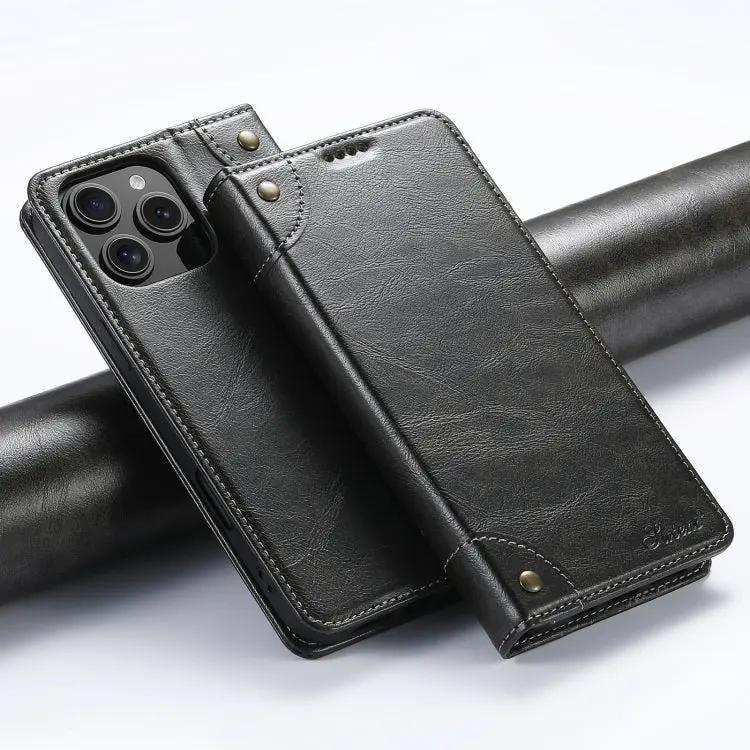 Suteni Baroque Calf Texture Buckle Wallet Leather Phone Case Suteni