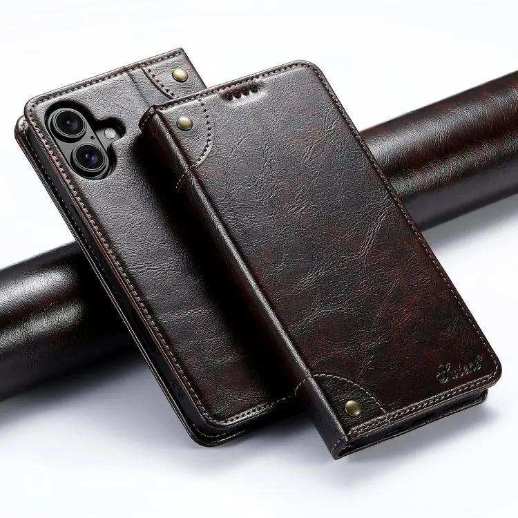 Suteni Baroque Calf Texture Buckle Wallet Leather Phone Case Suteni