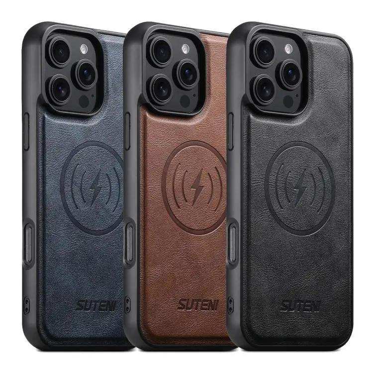 Suteni G5 Cowhide Leather MagSafe Magnetic Phone Case Suteni