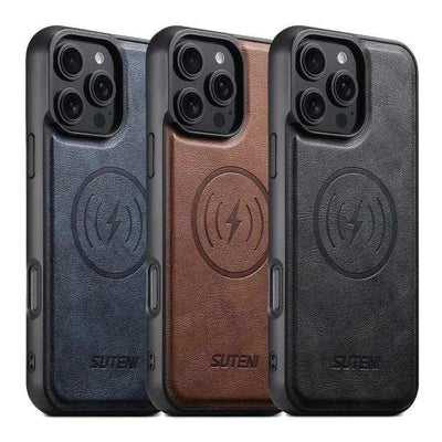 Suteni G5 Cowhide Leather MagSafe Magnetic Phone Case Suteni