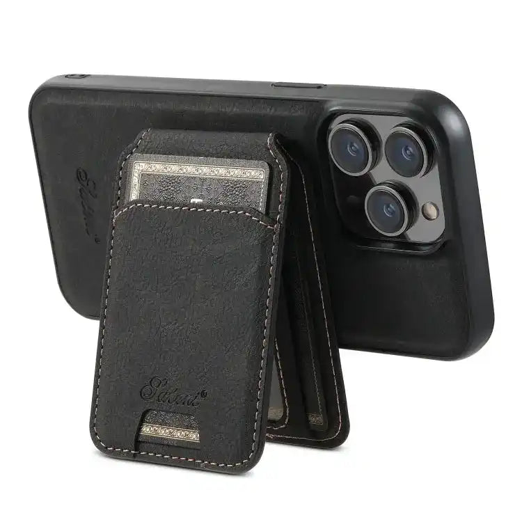 Suteni H16 Litchi Texture Leather Detachable Wallet Back Phone Case Suteni