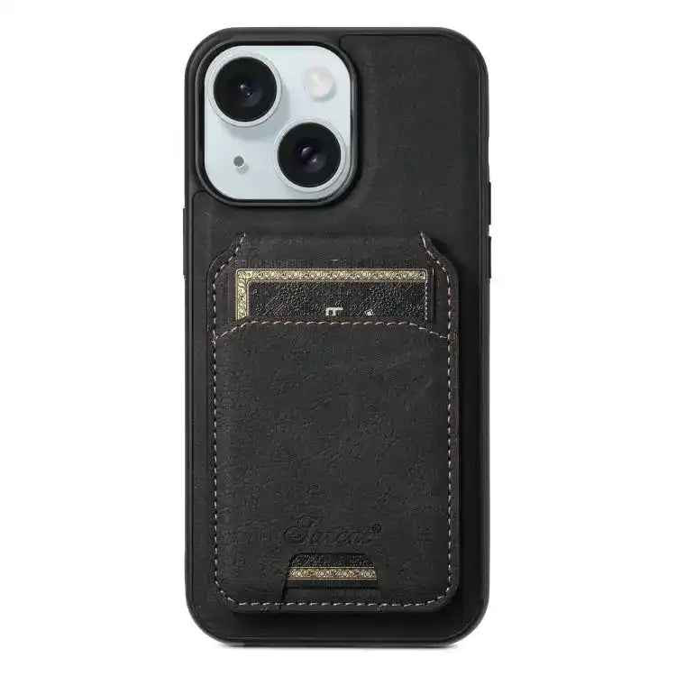 Suteni H17 Litchi Texture Leather MagSafe Detachable Wallet Phone Case