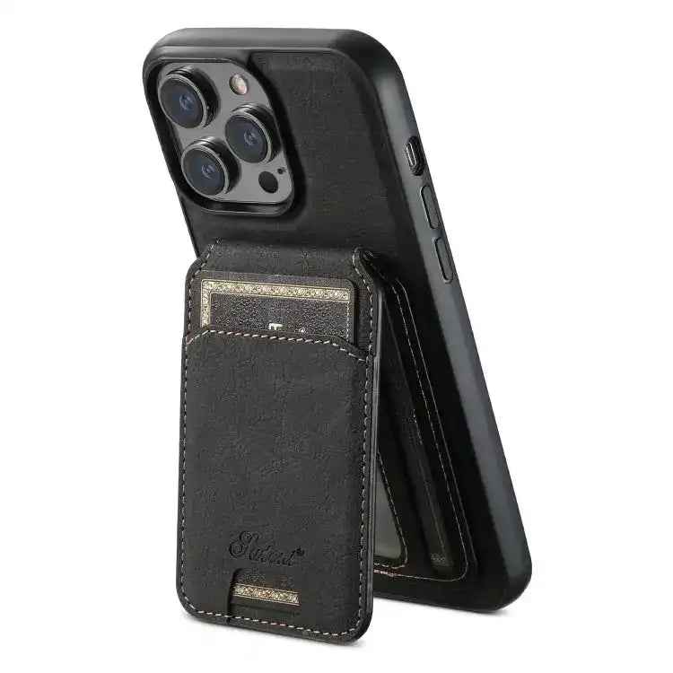 Suteni H17 Litchi Texture Leather MagSafe Detachable Wallet Phone Case