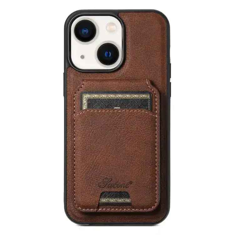 Suteni H17 Litchi Texture Leather MagSafe Detachable Wallet Phone Case