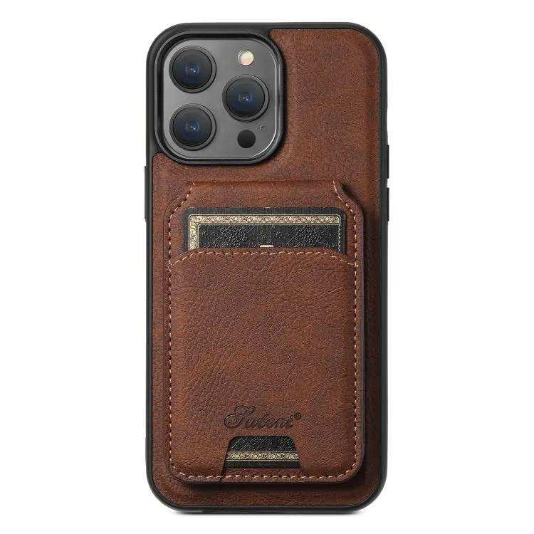 Suteni H17 Litchi Texture Leather MagSafe Detachable Wallet Phone Case Suteni