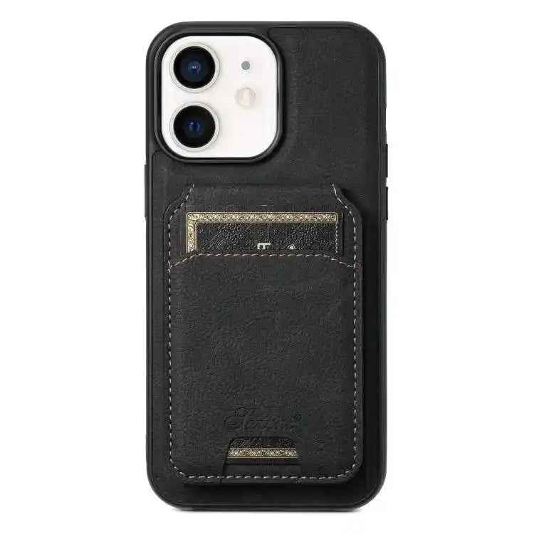 Suteni H17 Litchi Texture Leather MagSafe Detachable Wallet Phone Case