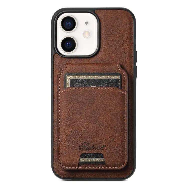 Suteni H17 Litchi Texture Leather MagSafe Detachable Wallet Phone Case Suteni