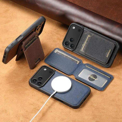 Suteni H18 Cross Grain MagSafe Wallet Leather Phone Case Suteni