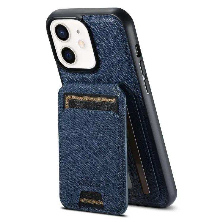Suteni H18 Cross Grain MagSafe Wallet Leather Phone Case Suteni