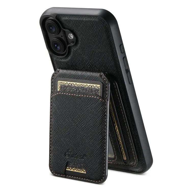 Suteni H18 Cross Grain MagSafe Wallet Leather Phone Case Suteni