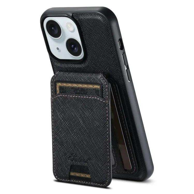 Suteni H18 Cross Grain MagSafe Wallet Leather Phone Case Suteni