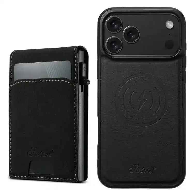 Suteni H19 Litchi Grain 2-in-1 MagSafe Removable Card Box Back Phone Case