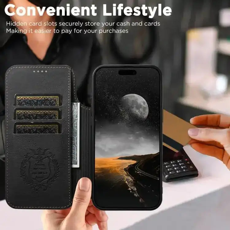 Suteni J06 Retro Matte Litchi Texture Leather MagSafe Phone Case Suteni