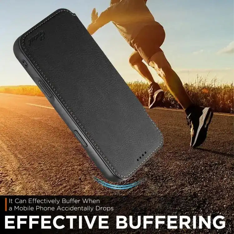 Suteni J06 Retro Matte Litchi Texture Leather MagSafe Phone Case Suteni