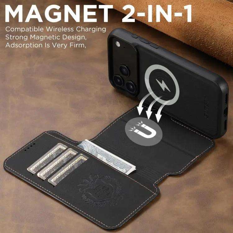 Suteni Q05 2-in-1 Multi-function MagSafe Wallet Litchi Leather Phone Case Suteni