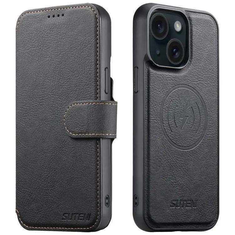 Suteni Q05 2-in-1 Multi-function MagSafe Wallet Litchi Leather Phone Case Suteni