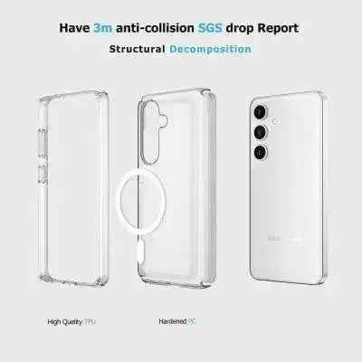 UTIA Shockproof Transparent Magsafe Cover Case for Samsung Galaxy S25 Plus-Transparent