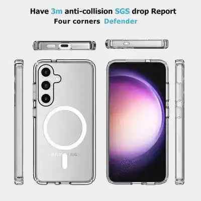 UTIA Shockproof Transparent Magsafe Cover Case for Samsung Galaxy S25 Plus-Transparent