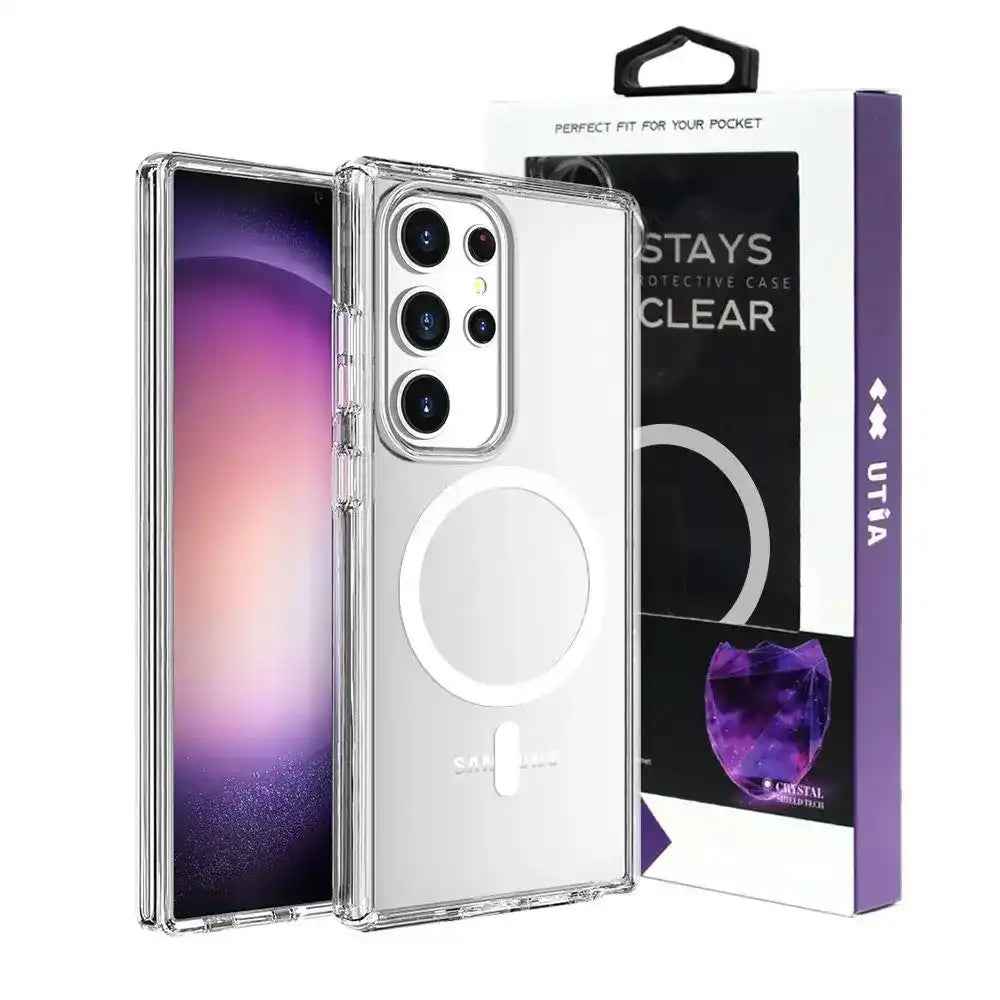 UTIA Shockproof Transparent Magsafe Cover Case for Samsung Galaxy S25 Ultra-Transparent