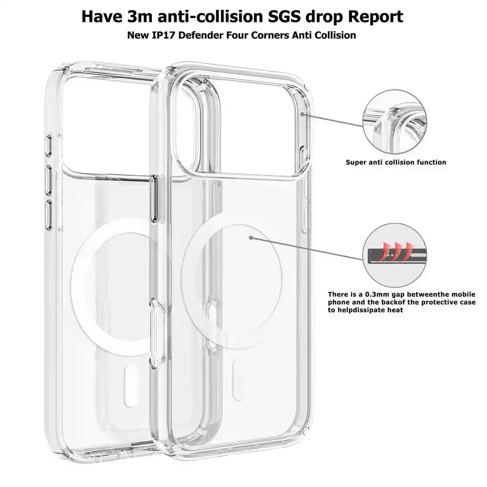 UTIA Ultimake Shockproof Transparent Case Cover With Magnetic Ring for iPhone 17 Pro UTIA
