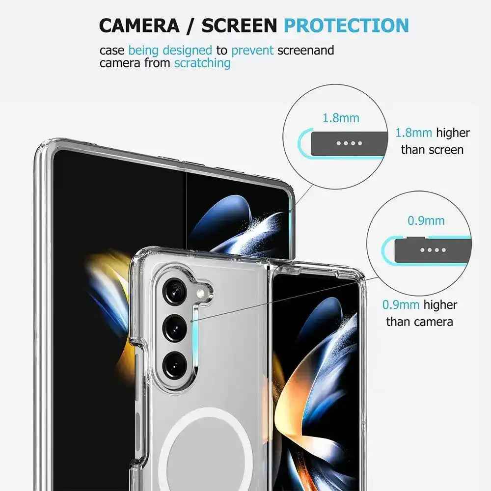 Ultimake Shockproof Transparent Case Cover With Magnetic Ring for Samsung Galaxy Z Fold6-Transparent