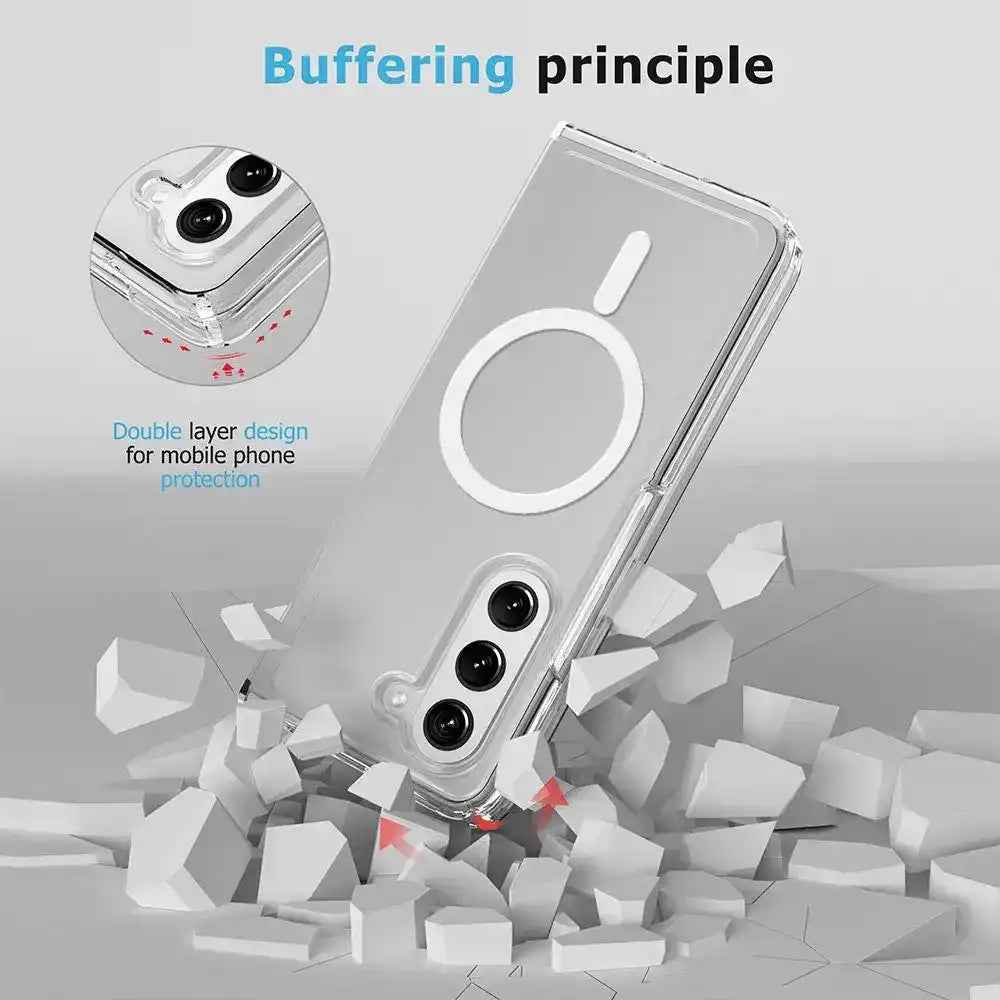 Ultimake Shockproof Transparent Case Cover With Magnetic Ring for Samsung Galaxy Z Fold7-Transparent