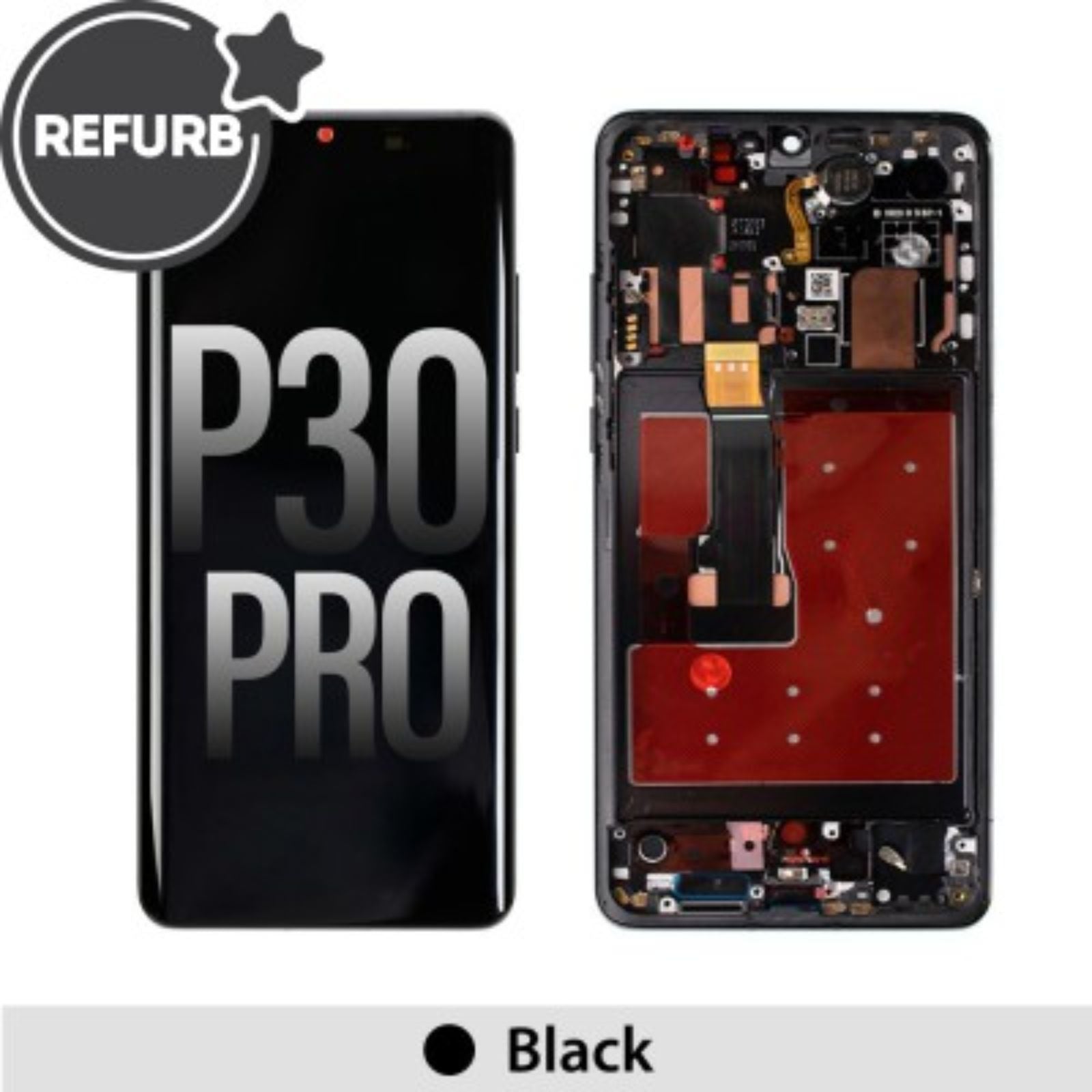 REFURB LCD Screen Repair for Huawei P30 Pro with Frame -Black MyMobile