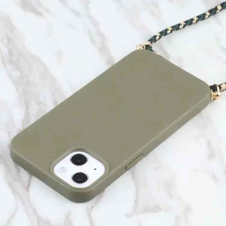Wheat Straw TPU Shockproof Phone Case with Neck Lanyard