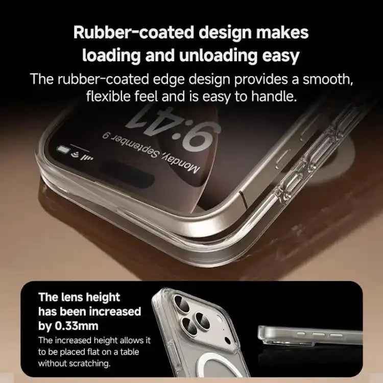 ZGA Magsafe Metal AI Buttons Clear PC Hybrid TPU Phone Case