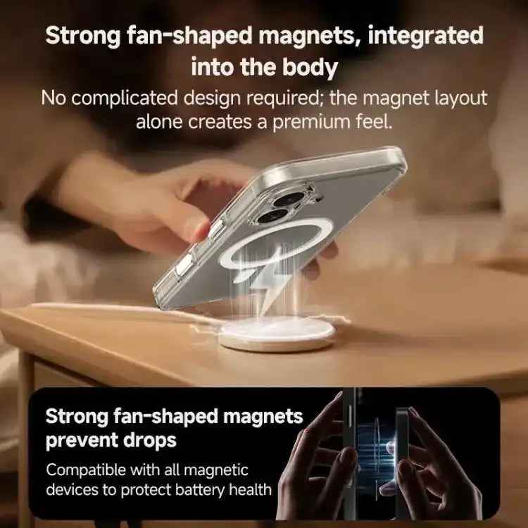 ZGA Magsafe Metal AI Buttons Clear PC Hybrid TPU Phone Case