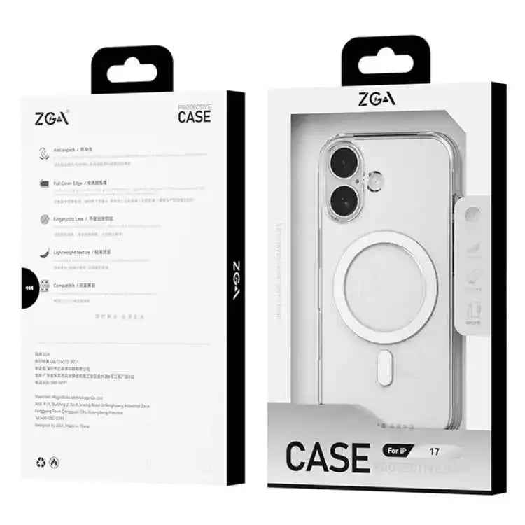 ZGA Magsafe Metal AI Buttons Clear PC Hybrid TPU Phone Case