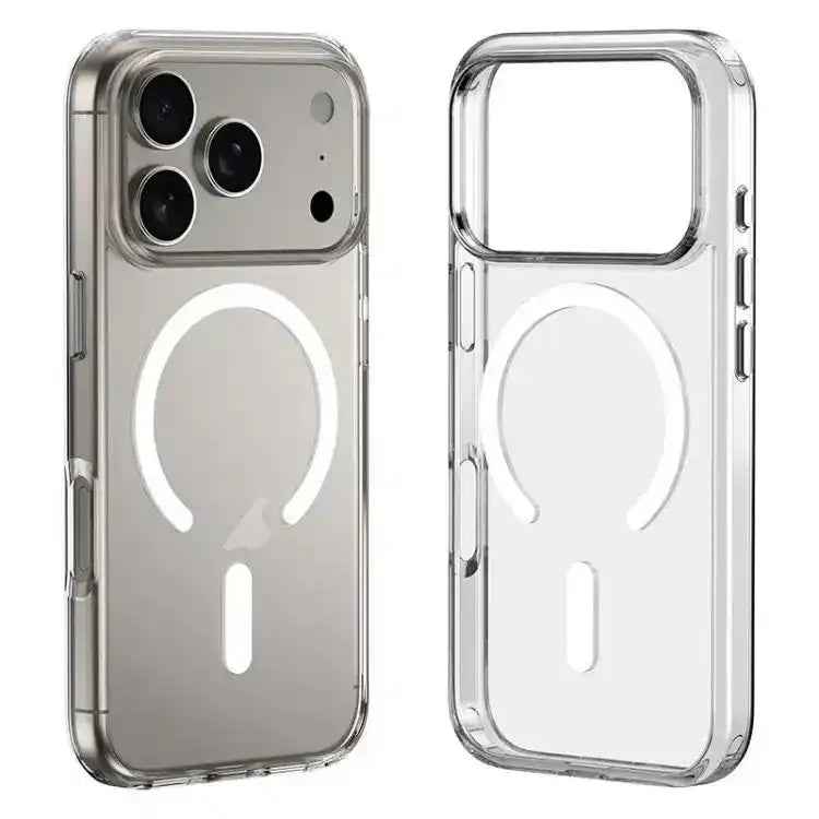 ZGA Magsafe Metal Buttons Clear PC Hybrid TPU Phone Case