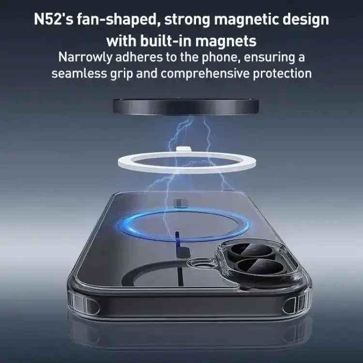 ZGA Magsafe Metal Buttons Clear PC Hybrid TPU Phone Case