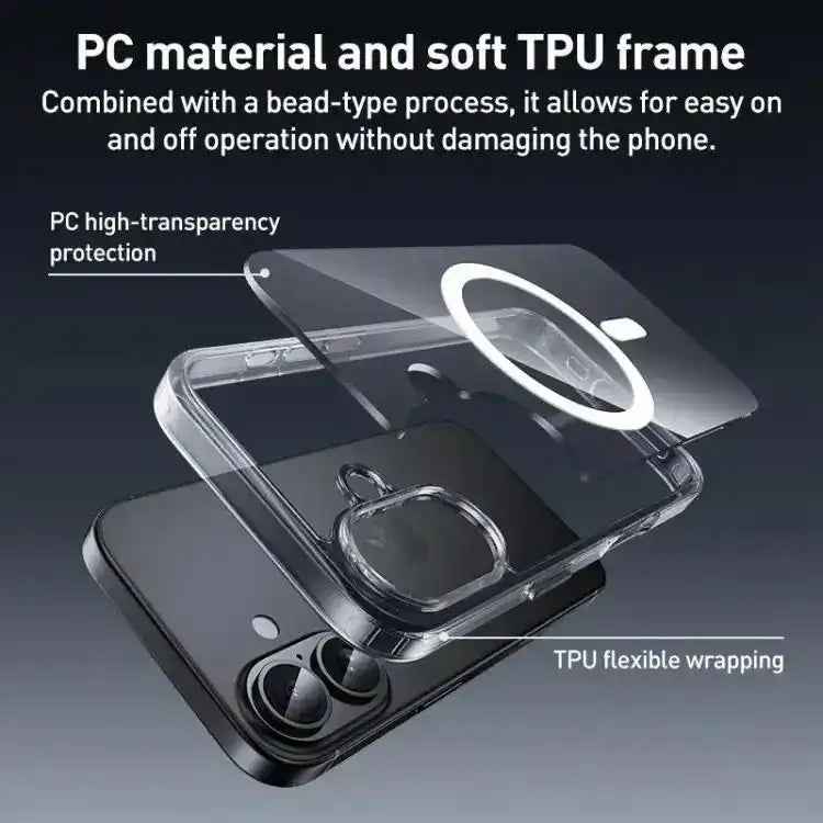 ZGA Magsafe Metal Buttons Clear PC Hybrid TPU Phone Case