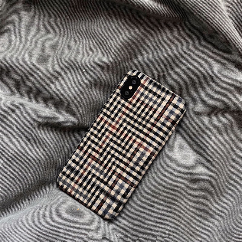 Fabric Plaid Material Mobile Phone Case Fall-proof - MyMobile