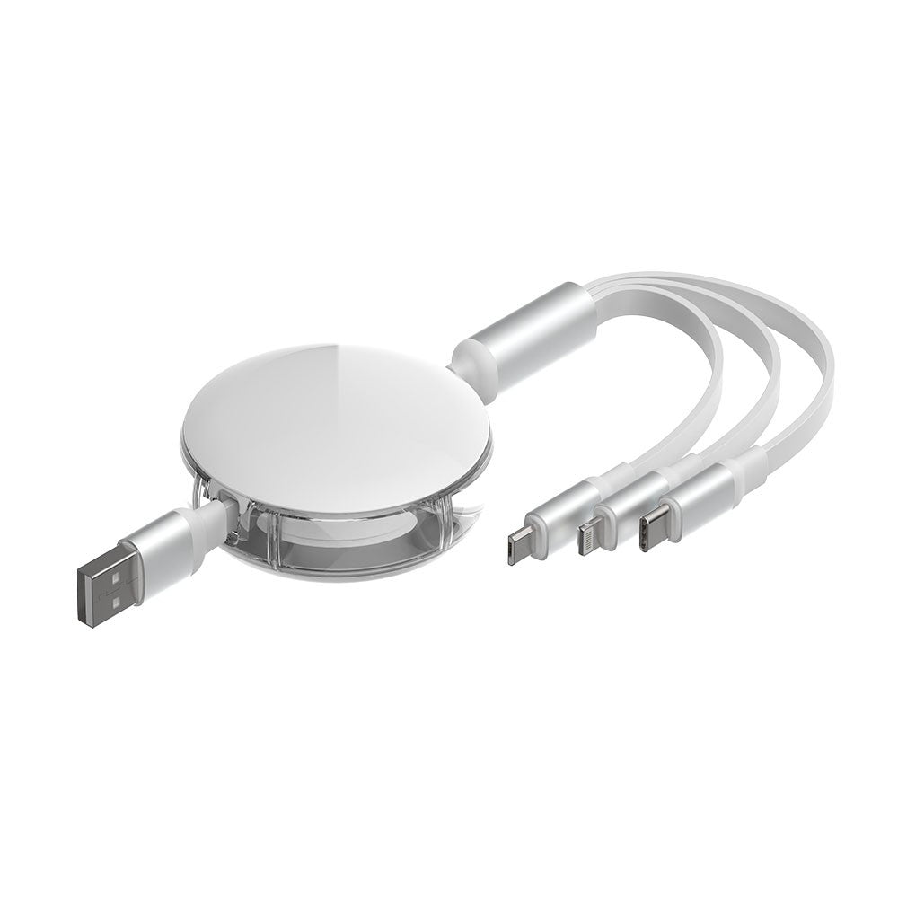 iQuick 3 in 1 Retractable Fast Charge & Data Sync Cable IQTC2301 1.2m