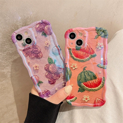 Art Oil Painting Fruit Watermelon Phone Case For iPhone 14