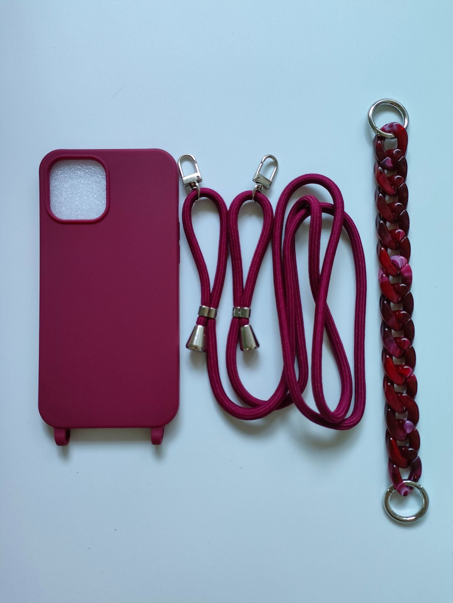 Chain Crossbody Phone Case Candy Color Soft Shell For iPhone 16